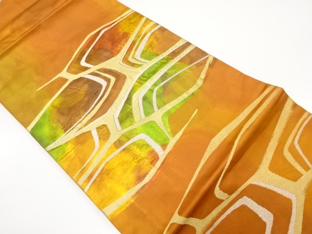 抽象石畳模様織り出し　名古屋帯